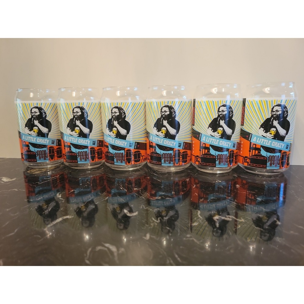 Revolution Brewing A Little Crazy Belgian Ale Beer Can Shaped Glass- Set of 6